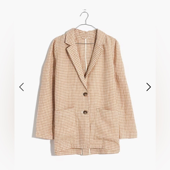 Madewell Linen Dorset Blazer in Gingham Check - Picture 5 of 11